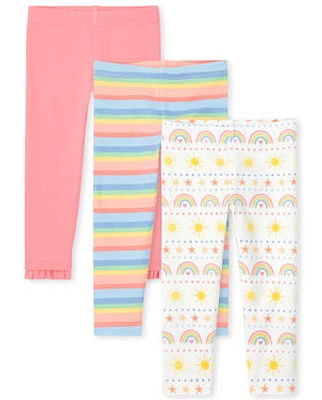 Toddler Girls Rainbow Leggings 3-Pack