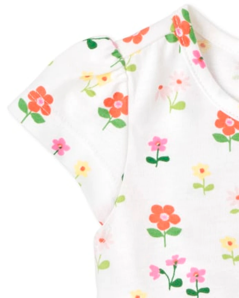 Lot de 2 robes body à fleurs pour bébé fille