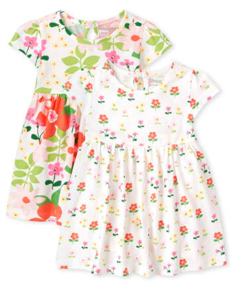 Lot de 2 robes body à fleurs pour bébé fille