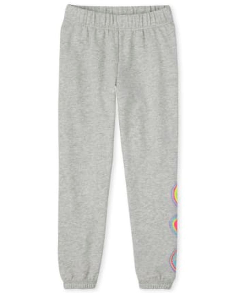 Girls Happy Face Fleece Jogger Pants