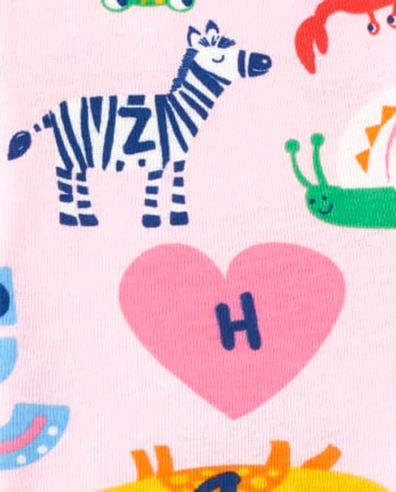 Pyjama en coton ajusté Alphabet pour bébés et petites filles