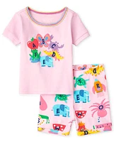 Pyjama en coton ajusté Alphabet pour bébés et petites filles