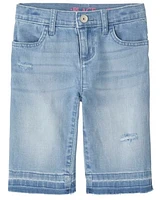 Girls Distressed Denim Skimmer Shorts