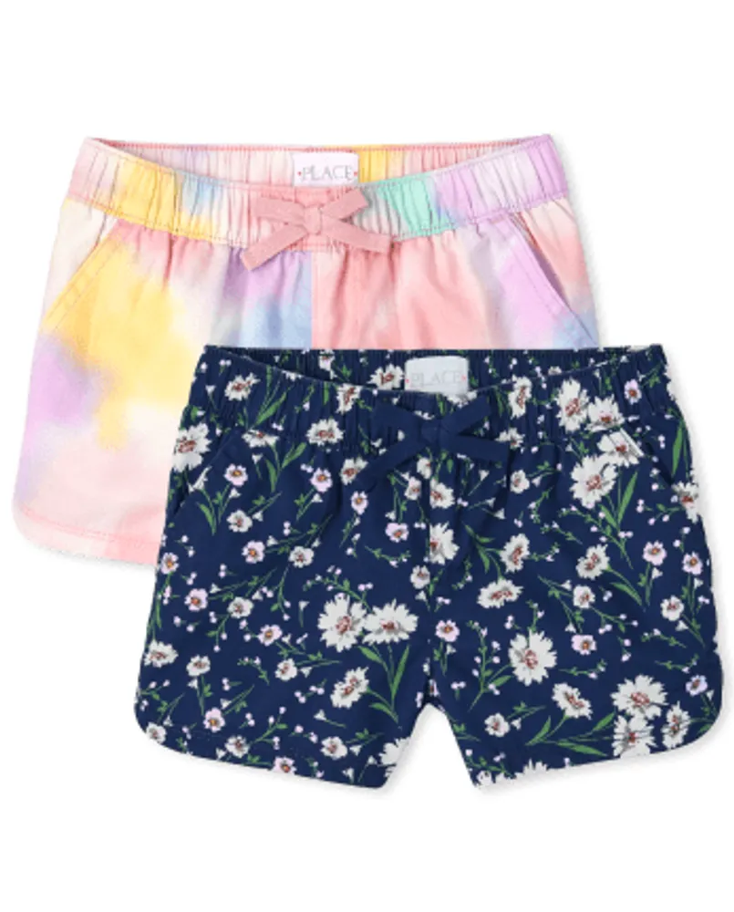 Girls Print Twill Pull On Shorts 2-Pack