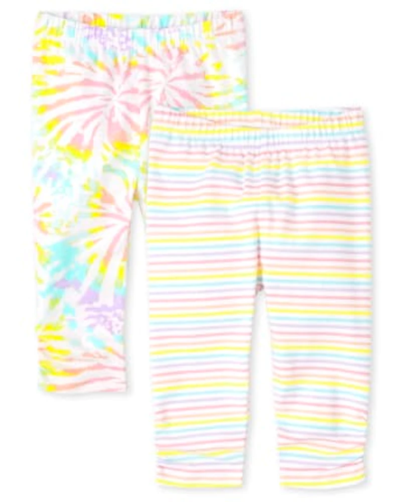 Baby Girls Rainbow Tie Dye Pants 2-Pack