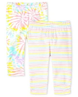 Baby Girls Rainbow Tie Dye Pants 2-Pack