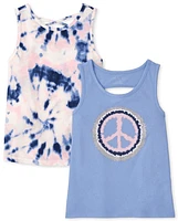 Girls Print Cross Back Tank Top 2-Pack