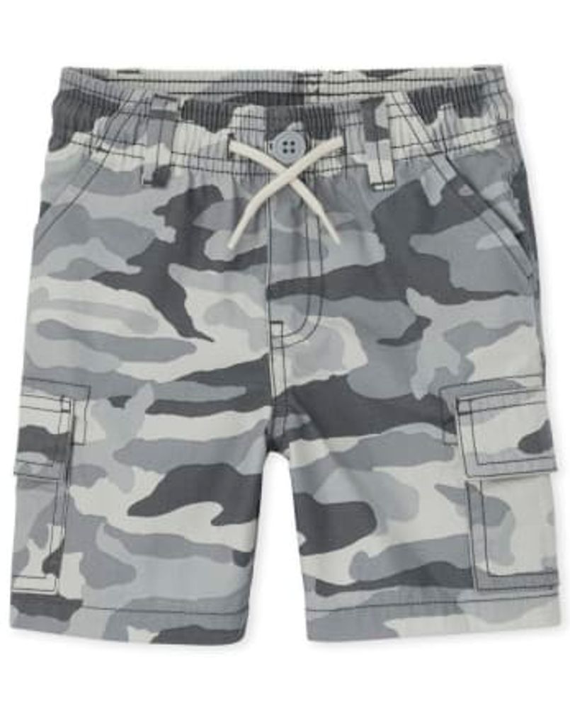 Baby And Toddler Boys Camo Pull On Cargo Shorts - fin gray