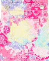 Girls Tie Dye Paisley Twill Shortalls
