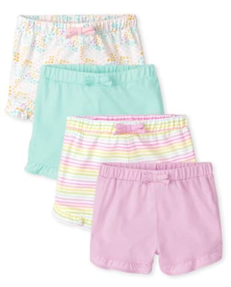 Baby Girls Ruffle Shorts 4-Pack