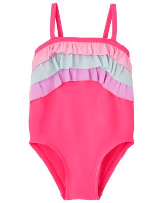 Baby And Toddler Girls Colorblock Ruffle One Piece Swimsuit