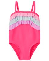 Baby And Toddler Girls Colorblock Ruffle One Piece Swimsuit