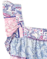 Baby And Toddler Girls Paisley Patchwork Ruffle Dress