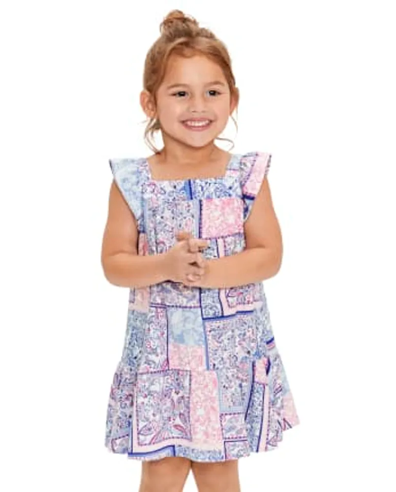 Baby And Toddler Girls Paisley Patchwork Ruffle Dress