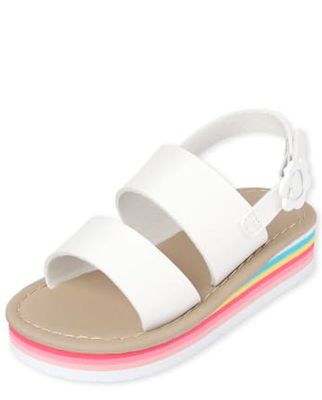 Toddler Girls Striped Platform Sandals - white