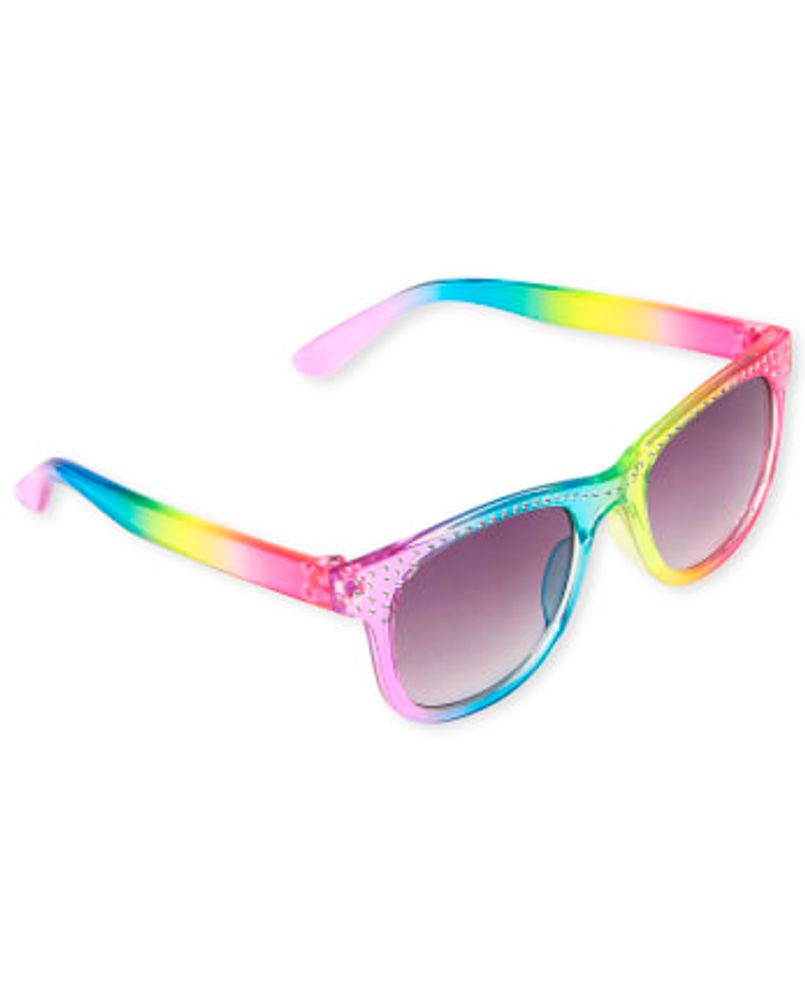 Girls Jeweled Rainbow Ombre Traveler Sunglasses - multi clr