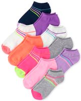 Girls Striped Ankle Socks 10-Pack