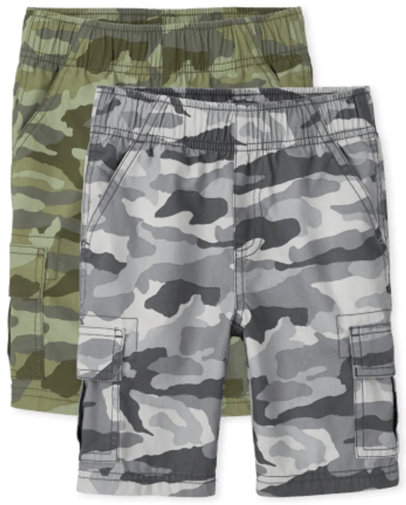 Boys Camo Pull On Cargo Shorts 2-Pack