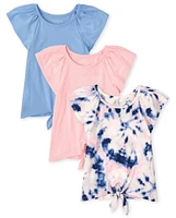 Girls Tie Dye Front Top 3-Pack