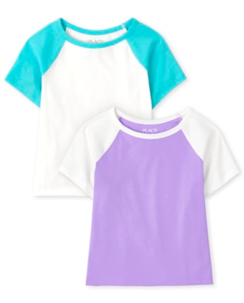 Girls Colorblock Raglan Top 2-Pack