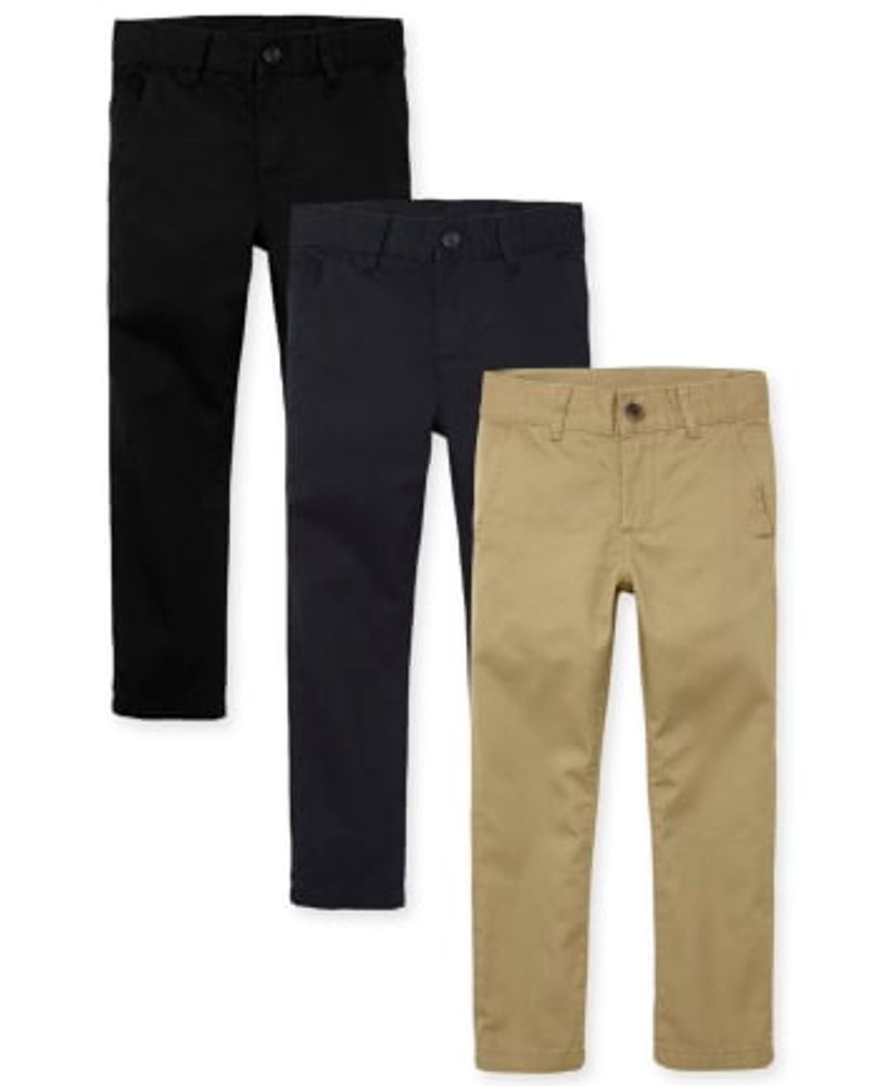 Boys Uniform Stretch Skinny Chino Pants 3-Pack