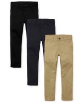 Boys Uniform Stretch Skinny Chino Pants 3-Pack