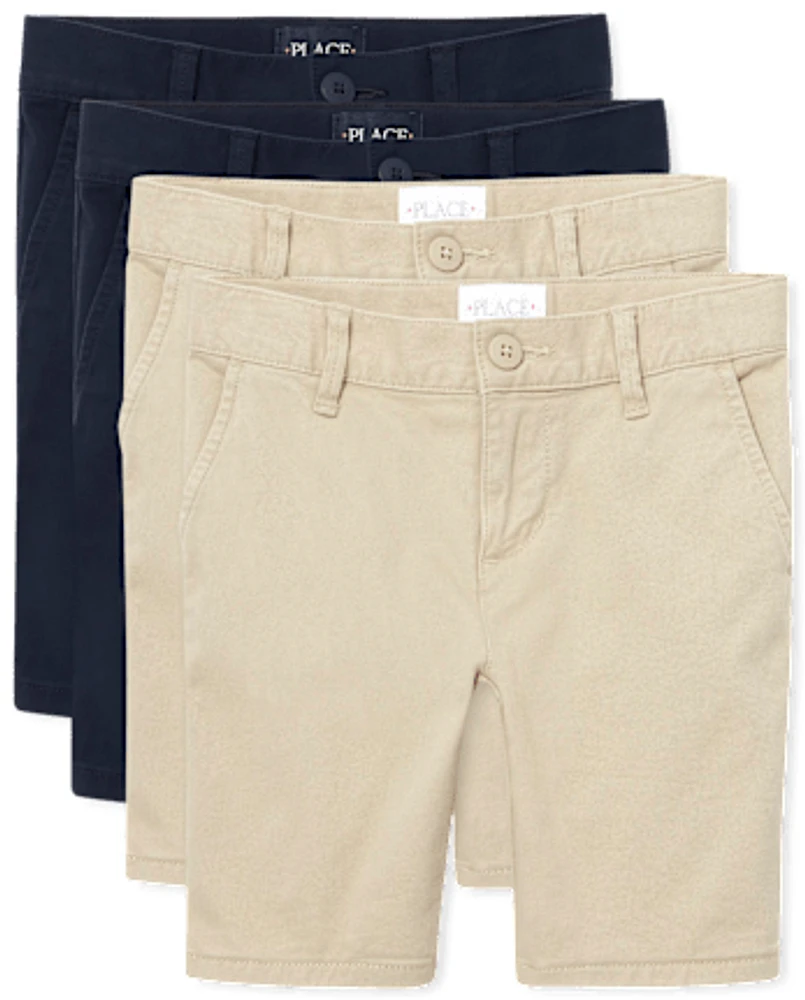 Girls Uniform Stretch Chino Shorts 4-Pack