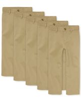 Boys Uniform Stretch Straight Chino Pants 5-Pack