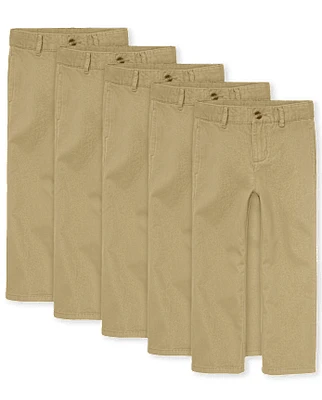 Boys Uniform Stretch Relaxed Straight Chino Pants -Pack