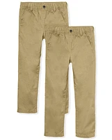 Boys Uniform Stretch Pull On Relaxed Chino Pants 2-Pack