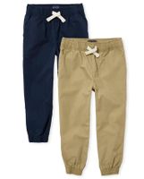 Boys Stretch Pull On Jogger Pants 2-Pack