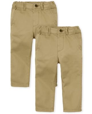 Baby And Toddler Boys Uniform Stretch Skinny Chino Pants 2-Pack