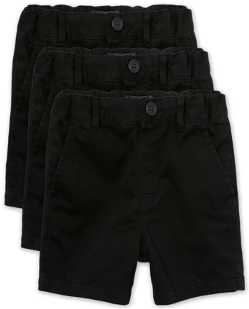 Lot de 3 shorts chino extensibles uniformes pour bébés et tout-petits garçons