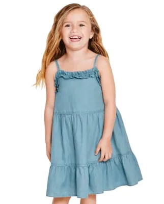 Baby And Toddler Girls Denim Ruffle Dress