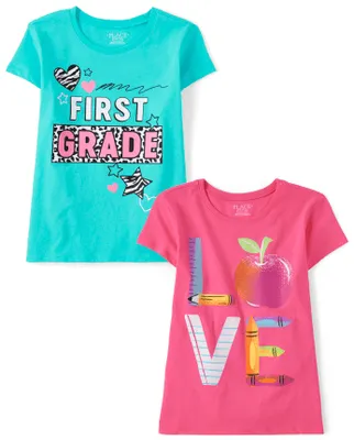 Girls First Grade Graphic Tee 2-Pack