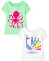Toddler Girls Educational Graphic Tee 2-Pack