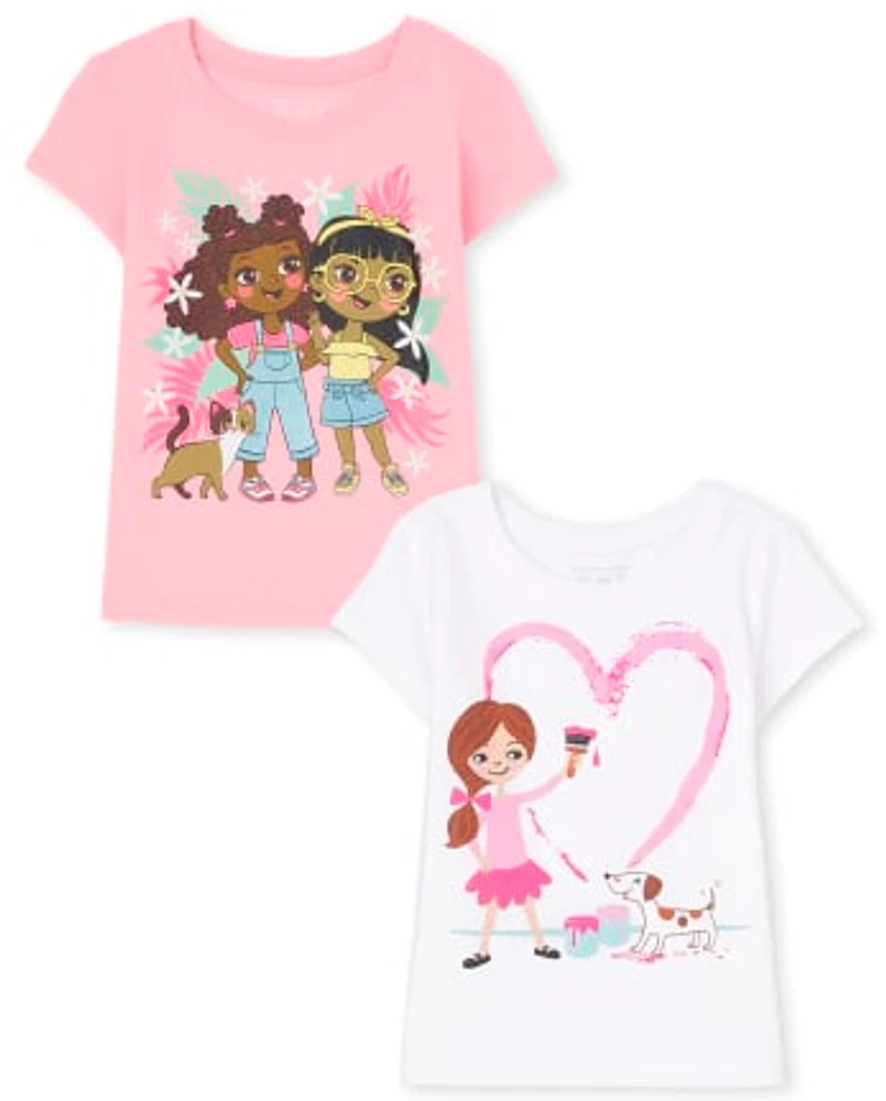 Baby And Toddler Girls Graphic Tee 2-Pack