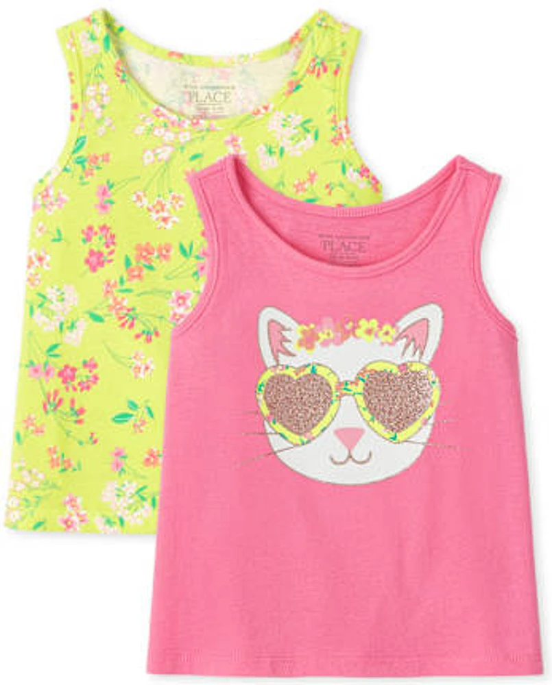 Toddler Girls Graphic Tank Top 2-Pack