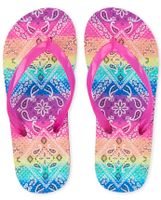 Girls Rainbow Bandana Flip Flops