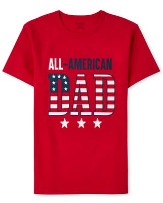 Mens Matching Family American Dad Graphic Tee - ruby