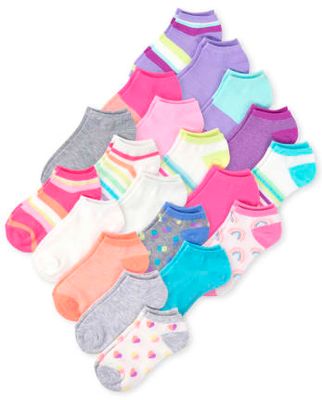 Girls Striped Ankle Socks 20-Pack - multi clr