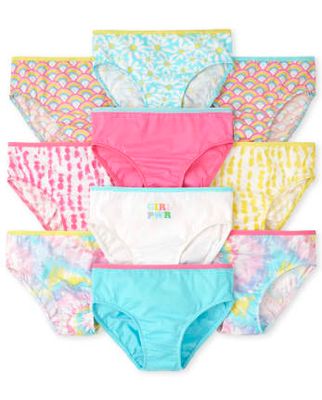 Girls Rainbow Briefs 10-Pack - spa blue