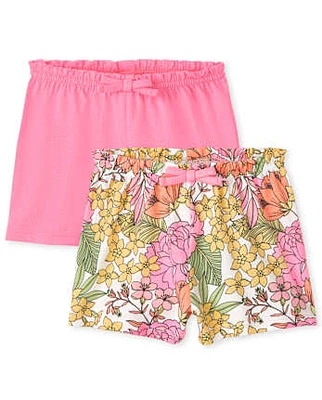 Baby Girls Floral Shorts 2-Pack