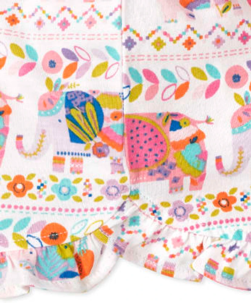 Lot de 3 shorts à volants éléphant bébé fille