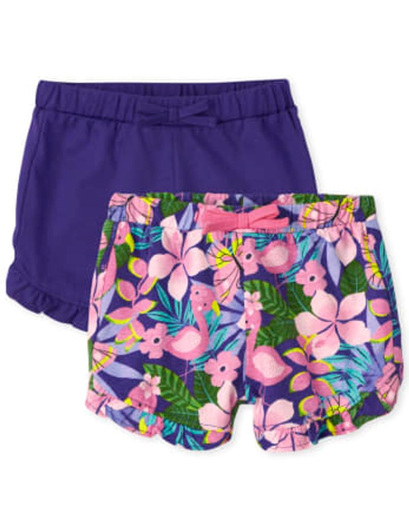 Baby Girls Flamingo Ruffle Shorts 2-Pack