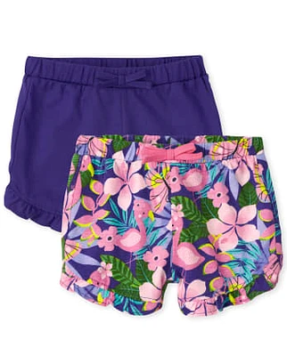 Lot de 2 shorts à volants et flamants roses pour bébé fille