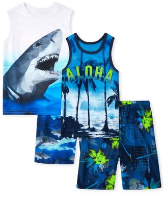 Boys Shark Aloha Pajamas 2-Pack