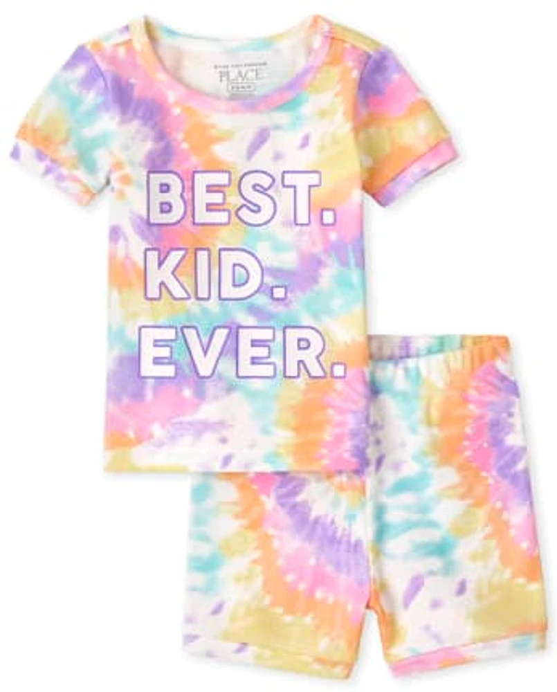 Baby And Toddler Girls Matching Family Rainbow Tie Dye Snug Fit Cotton Pajamas