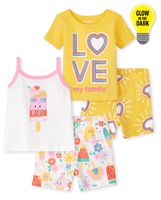 Baby And Toddler Girls Glow Love Popsicle Snug Fit Cotton Pajamas 2-Pack