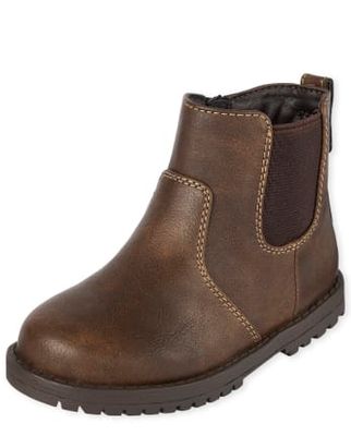 Toddler Boys Faux Leather Boots - dk brown